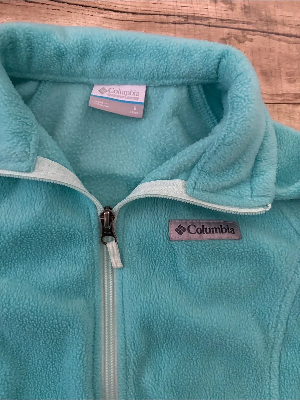 Columbia Teal Zip-Up Fleece Jacket size small